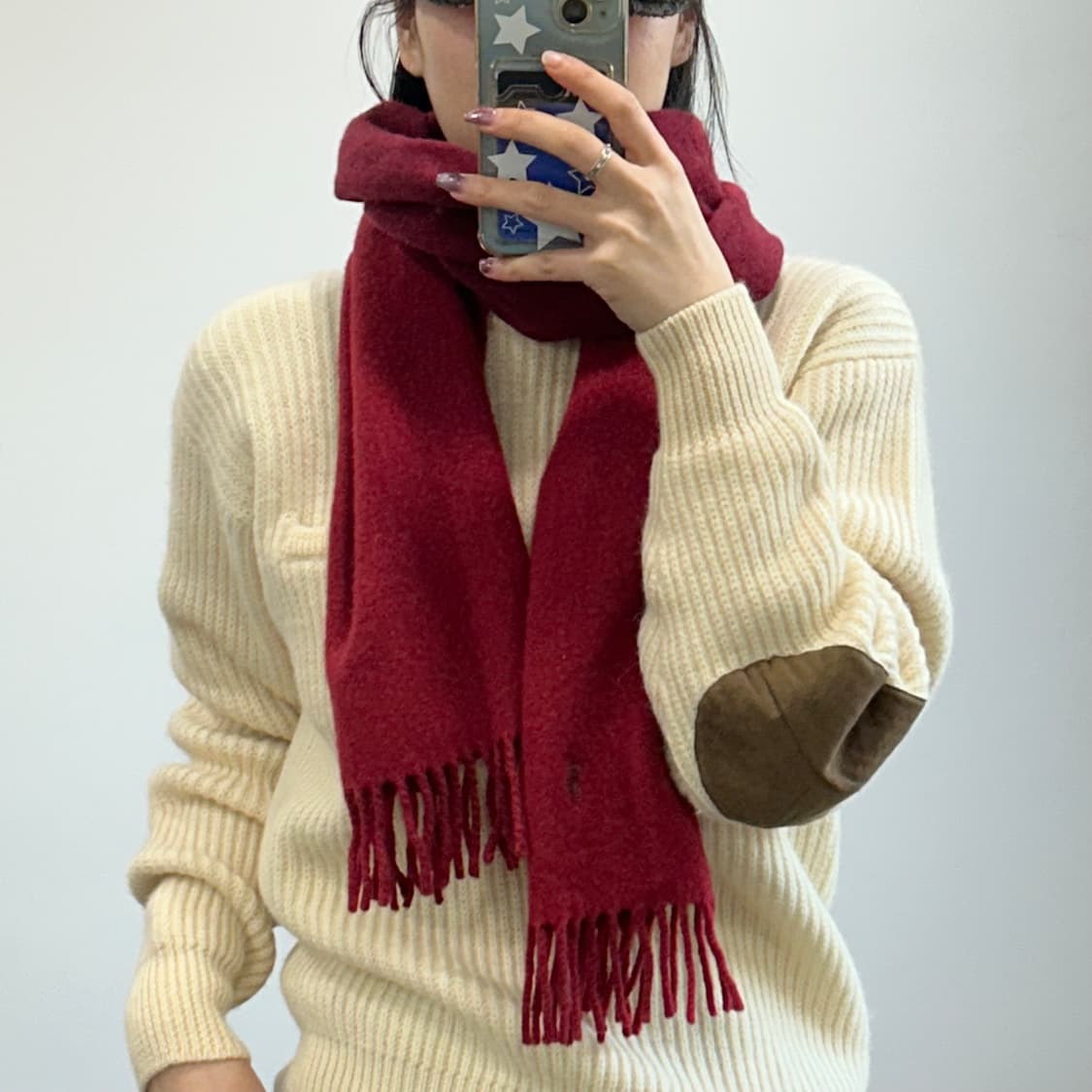 Polo 폴로 버건디포니 버건디레드 배색 목도리 상품이미지2