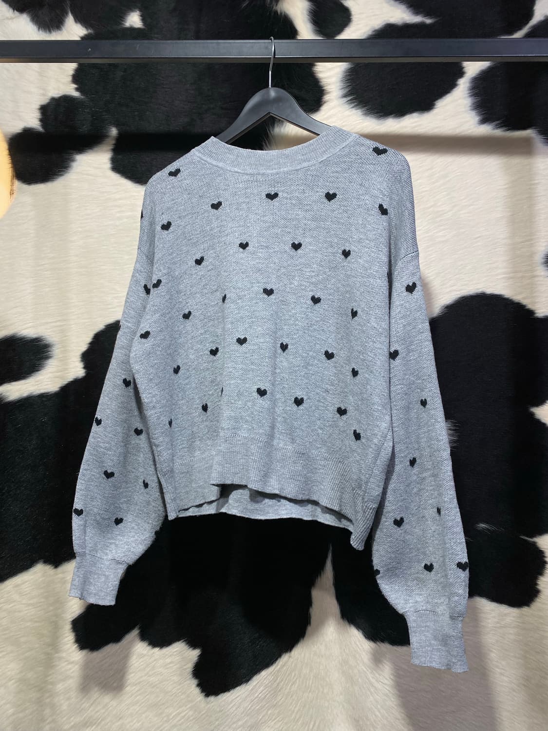 Japanese vtg 하트 땡땡이 그레이 니트 상품이미지2