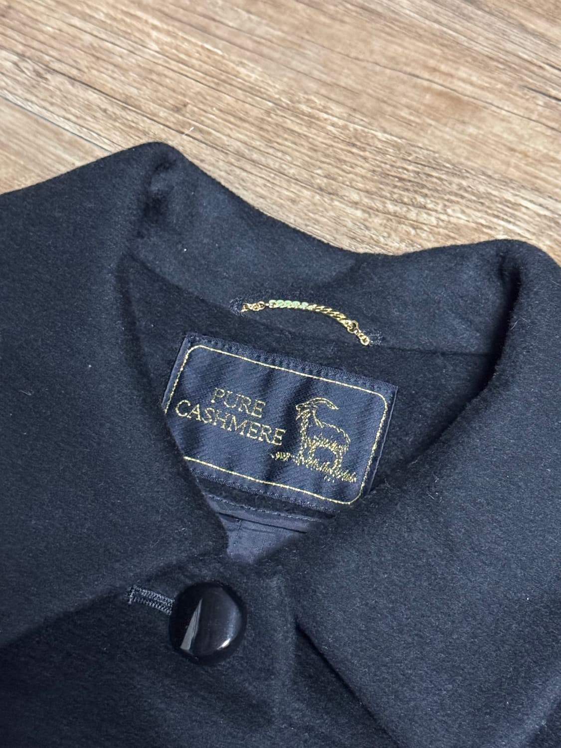 [S] 산요 쇼카이 캐시미어 100% 블랙 하프 코트 상품이미지4