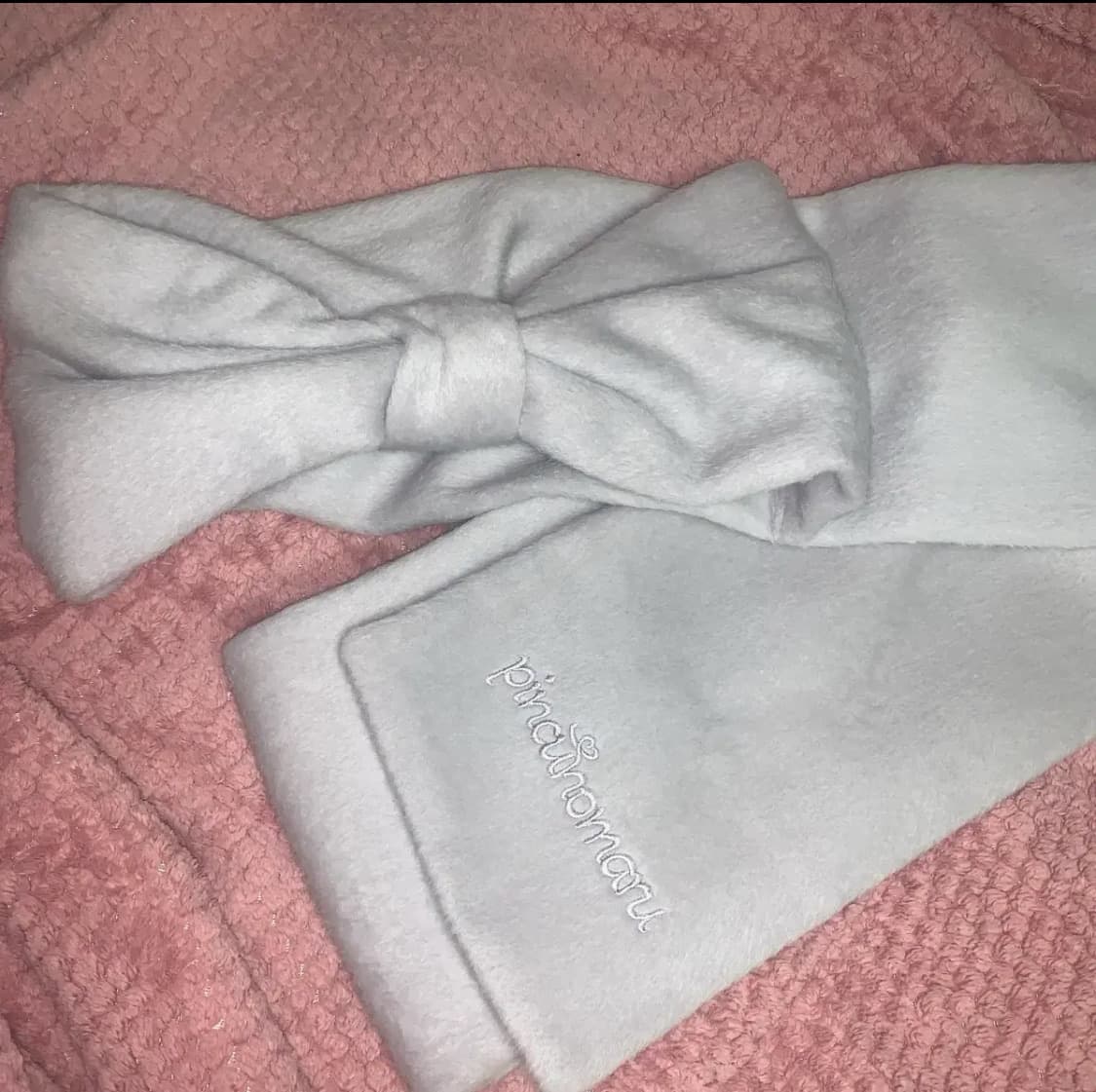 새상품) 핀쿠노마루 리본 머플러 화이트그레이 상품이미지3