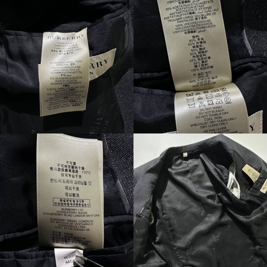 버버리 울 실크 블렌드 싱글 2B 블레이저 자켓 상품이미지10