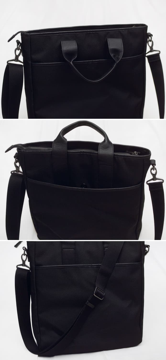 신품급) 만다리나덕 피에트로 블랙 캔버스레더 토트.숄더백 상품이미지5