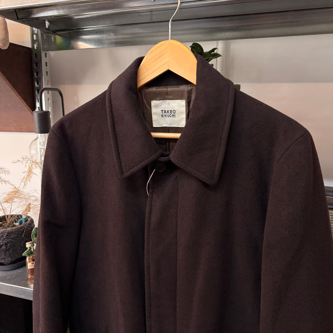 타케오 키쿠치 일본 디자이너 퍼플 버건디 앙고라 캐시미어 혼방 코트 상품이미지2