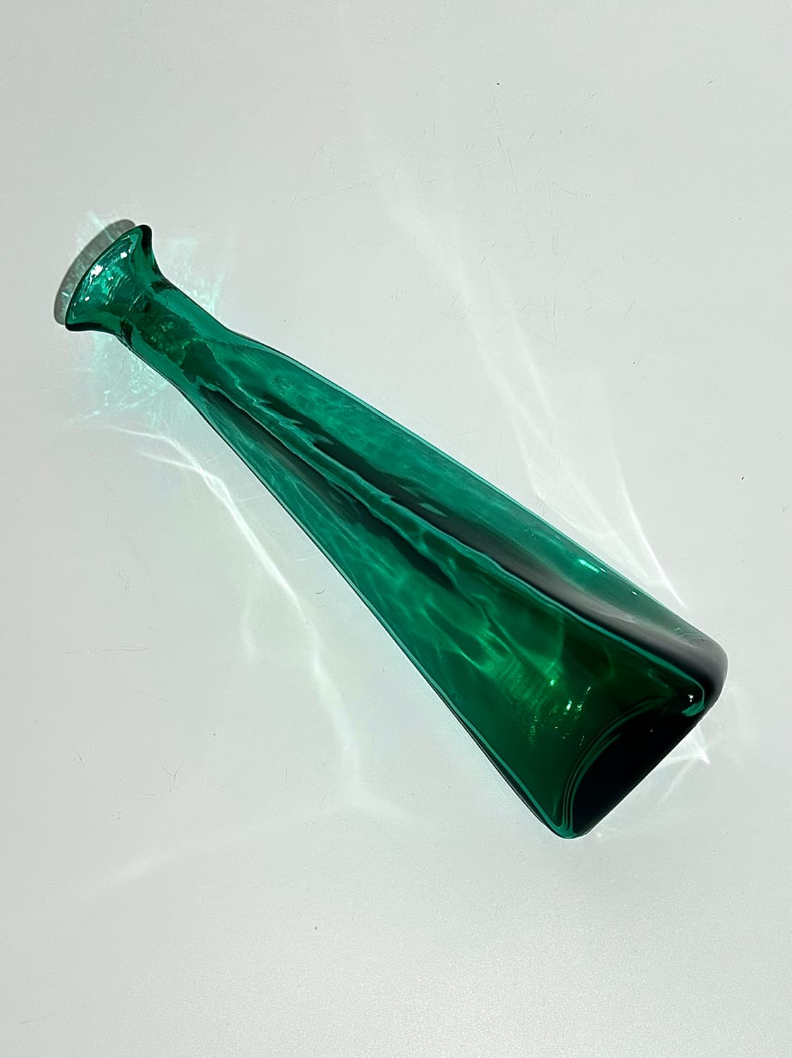 일본 빈티지 아트글라스 에메랄드 그린 화병🌲 상품이미지2