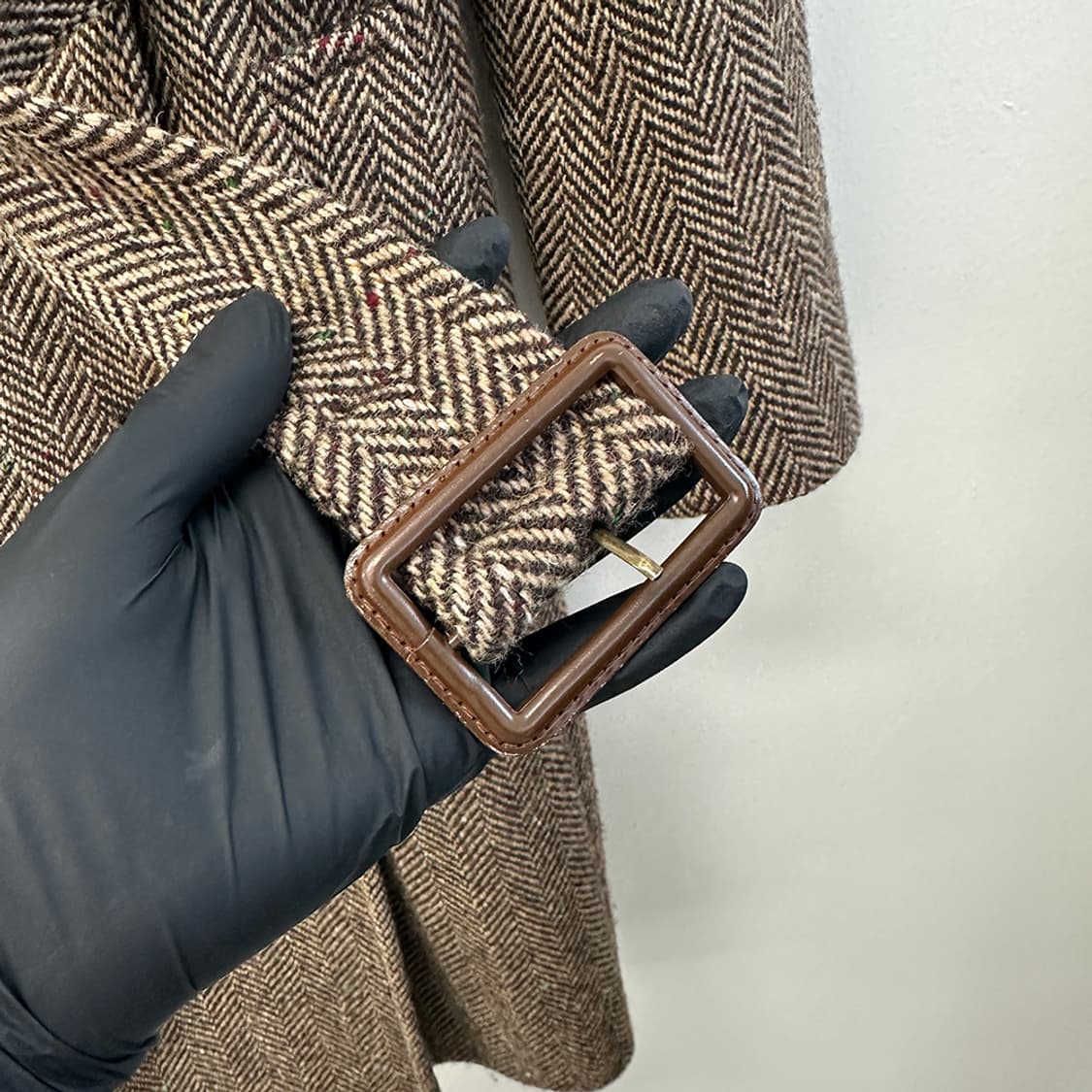 폴로 랄프로렌 울 100% 헤링본 트위드 벨티드 롱 코트 여성 상품이미지5