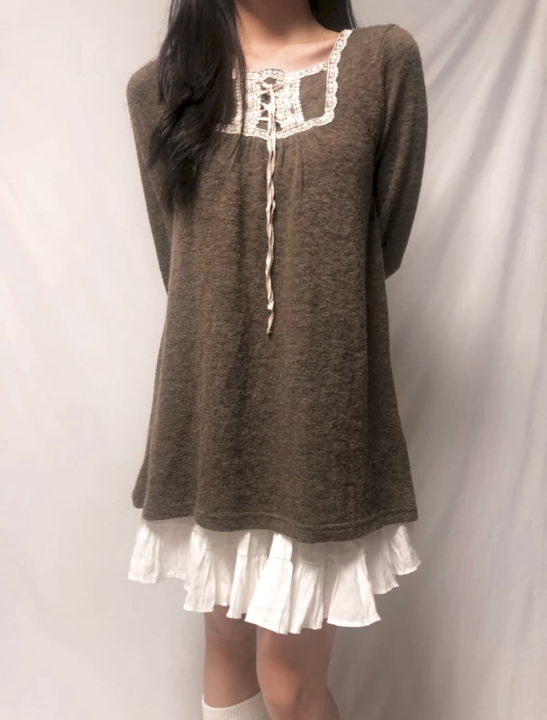 일본 빈티지 아오이유우 모리걸 모카 브라운 긴팔 니트 상품이미지3