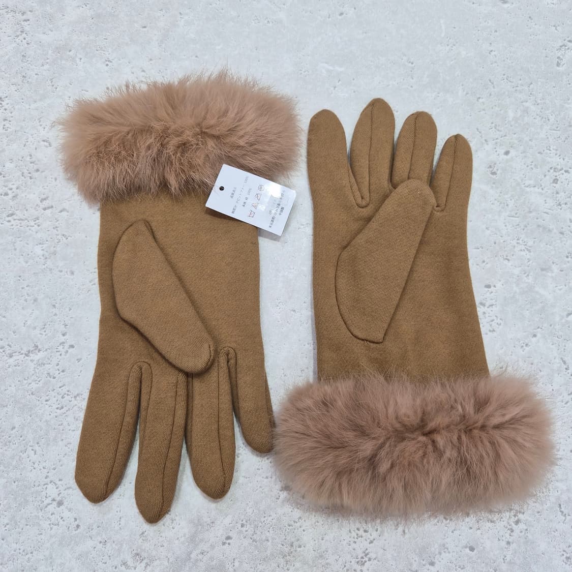 토끼털 면 베이지 겨울 방한 여성 장갑 상품이미지2