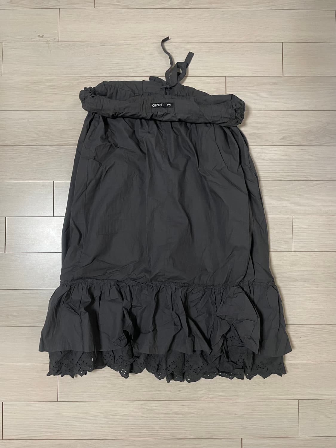 오픈와이와이 롤업 웨이스트 미디 스커트, 차콜 상품이미지2