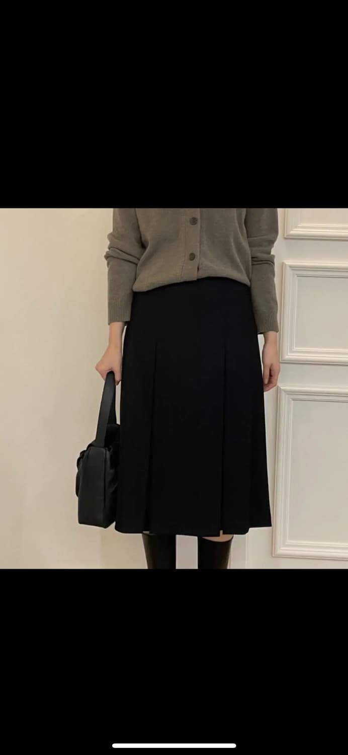 뷰와이 맞주름 플리츠 스커트 블랙 M 상품이미지2