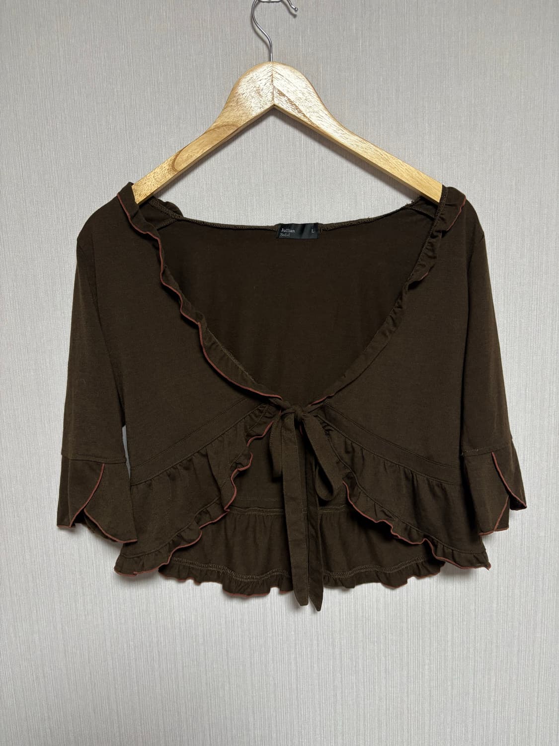 카키 브라운 볼레로 가디건 상품이미지5