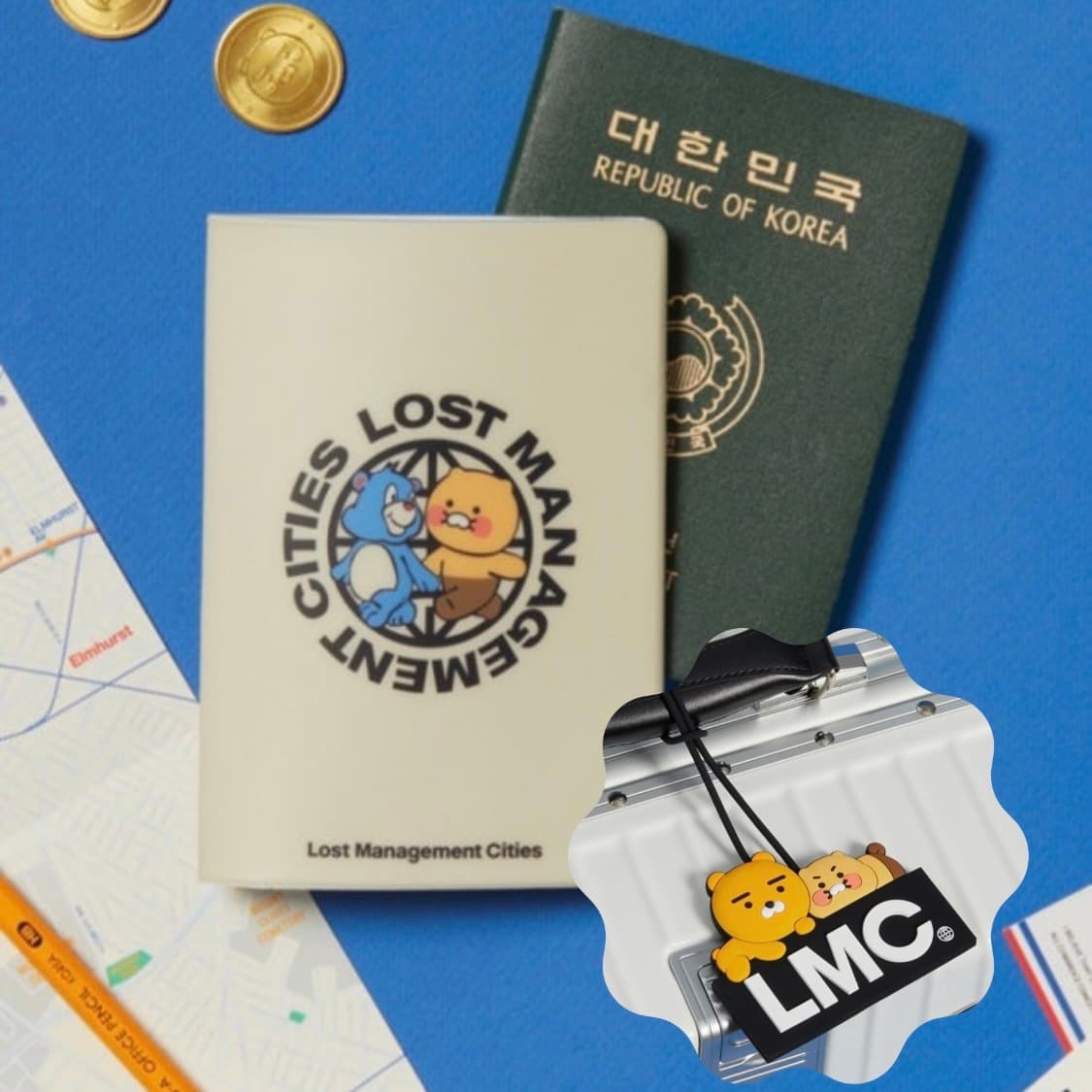카카오프렌즈 X LMC 라이언 춘식이 여권케이스 & 네임택 상품이미지1