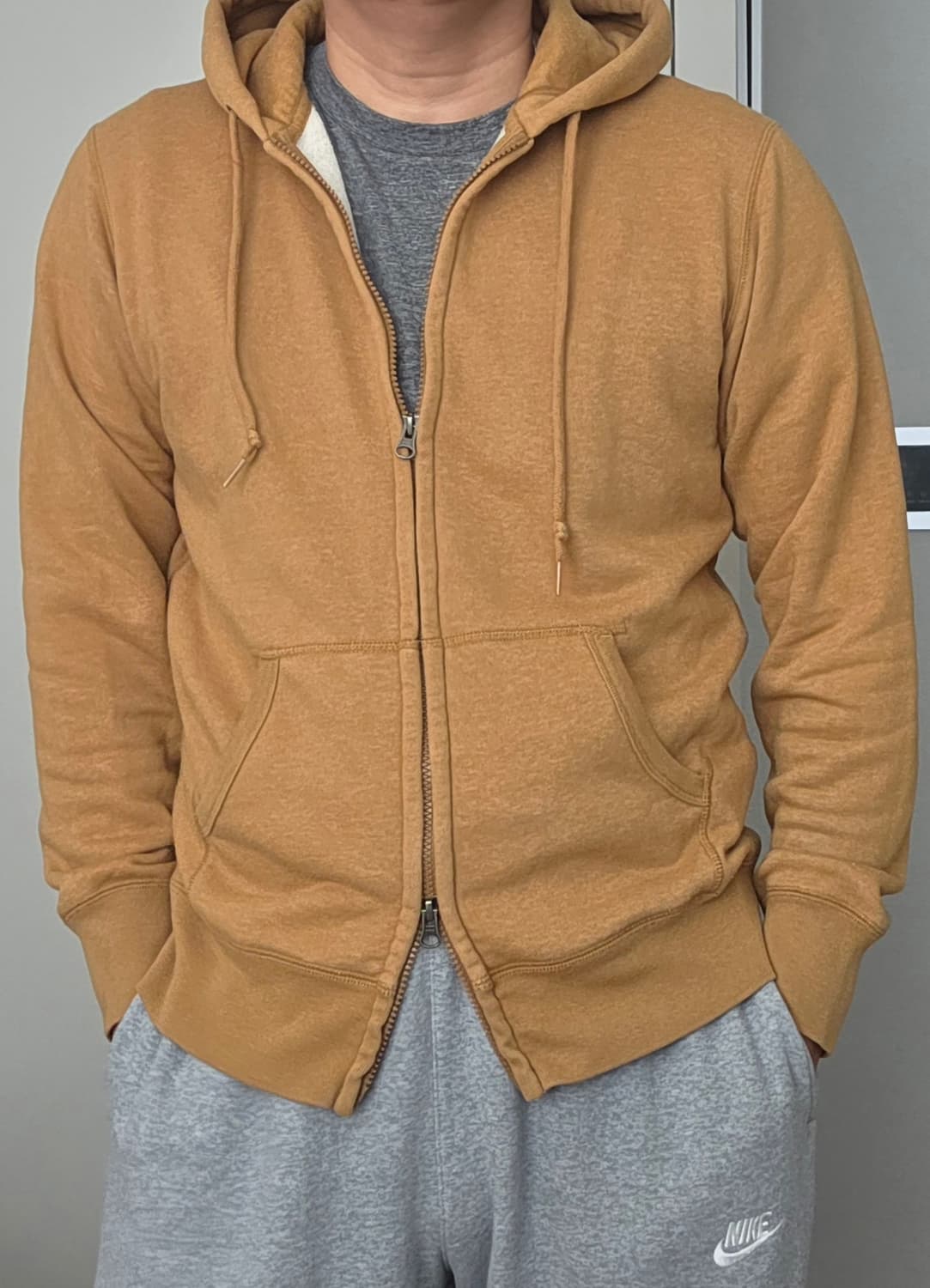 유니클로 2Way Zip-Up 후드티 머스타드 칼라 (L) 상품이미지1