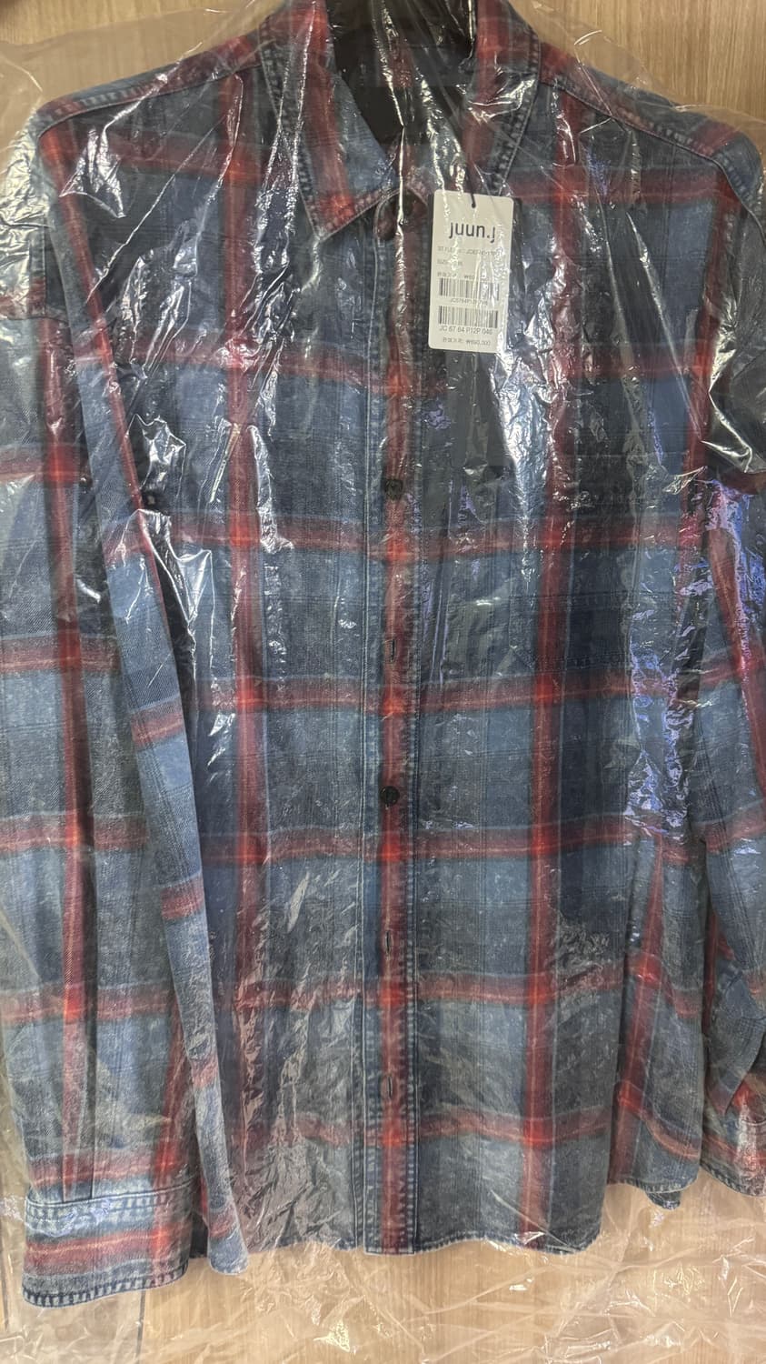 준지 26ss 아일랜드 워싱 빈티지 블루 체크 오버핏 셔츠 46 상품이미지1