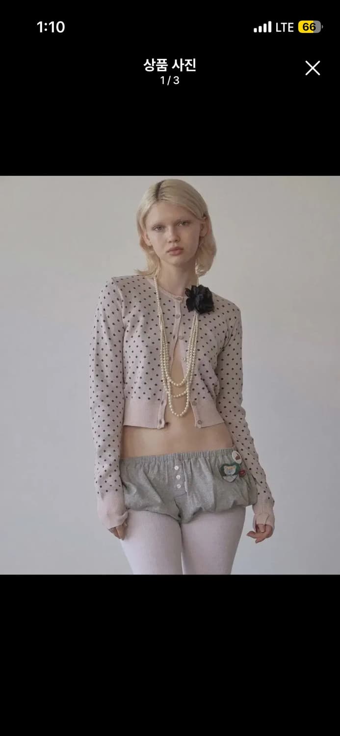 스컬프터 도트 가디건 핑크브라운 s 상품이미지1