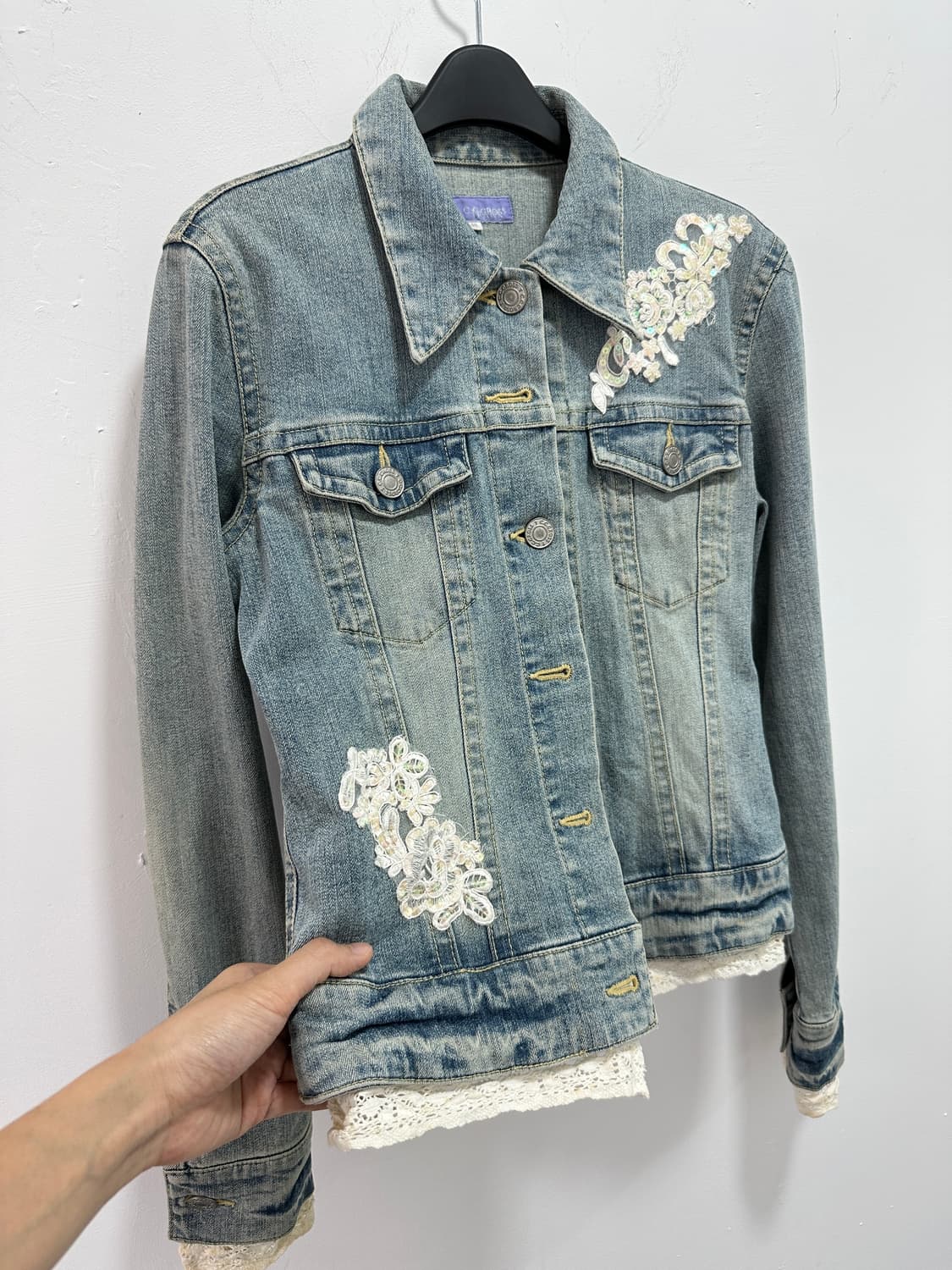 C.C CROSS lace trimming denim jacket 상품이미지4
