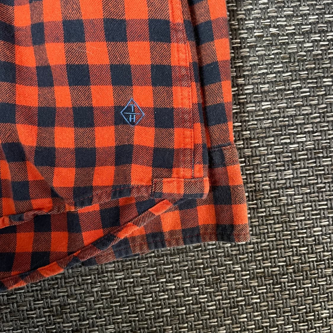타미힐피거 오렌지 블루 체크 플란넬 뉴욕핏 셔츠 XL 상품이미지4