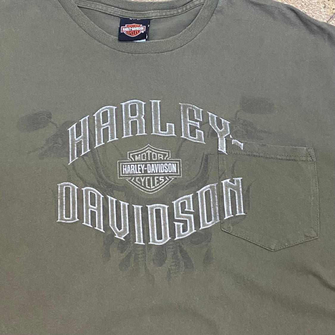 미국 빈티지 할리데이비슨 뉴올리언스 카키 반팔티 상품이미지5