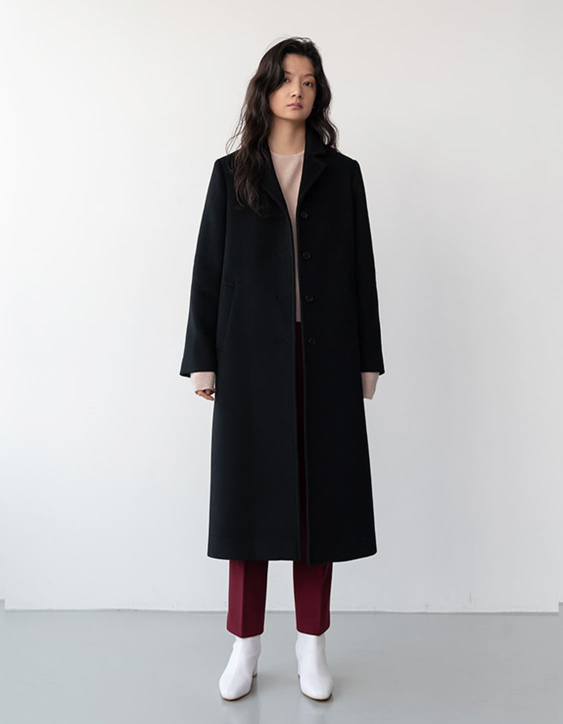 al,thing 캐시미어 울 블랙 롱 코트 상품이미지2