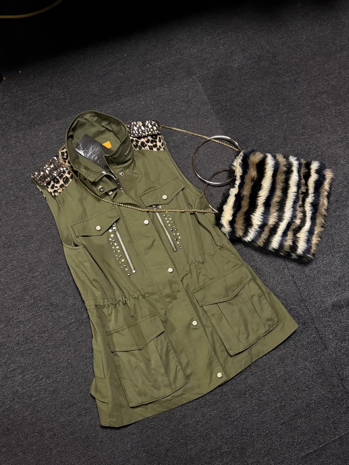 Gyaru Y2K Leopard vest skirt 상품이미지1