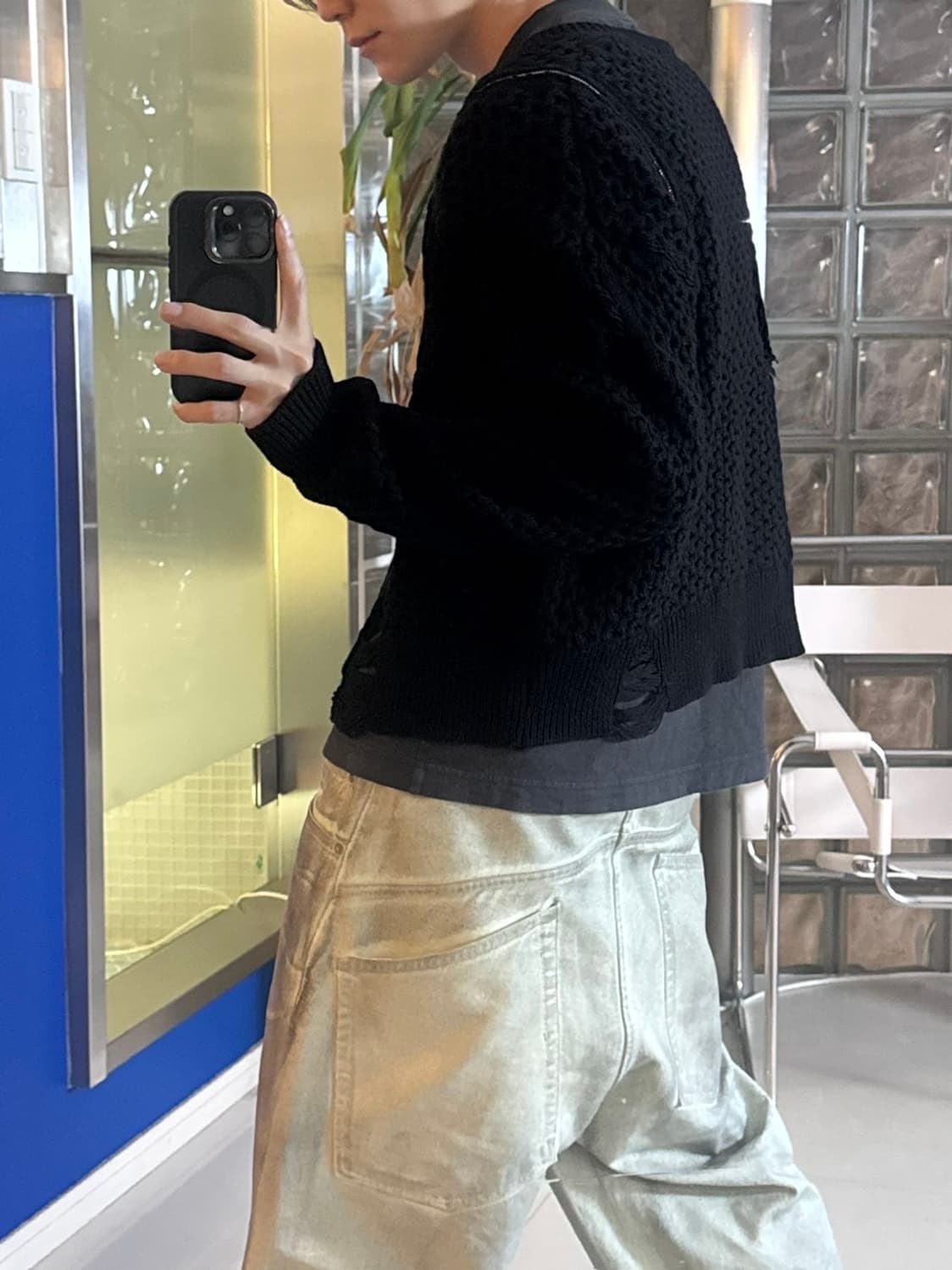 Line Zip Damage Cardigan 상품이미지2