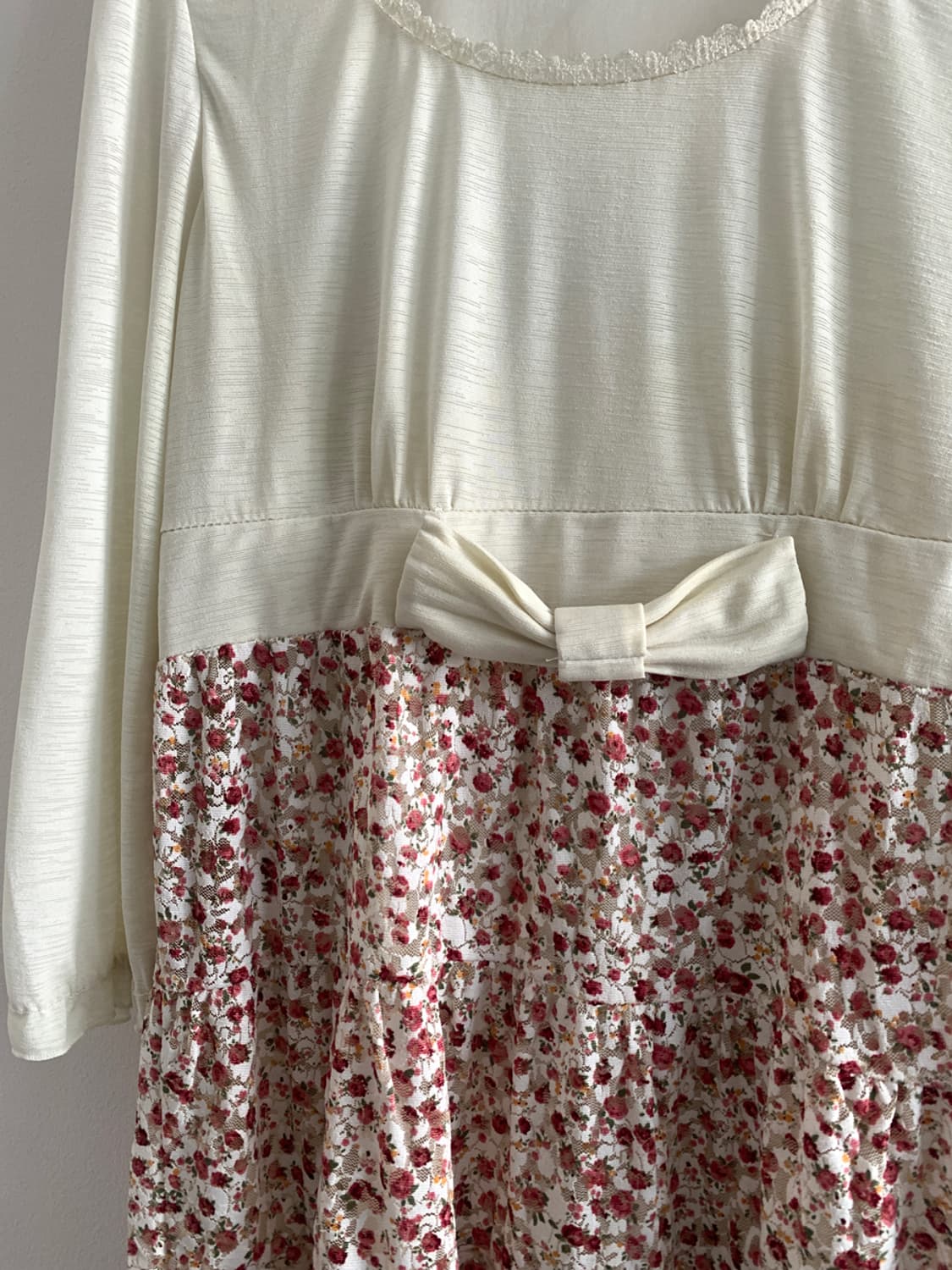 Floret lace u neck ribbon dress 상품이미지6