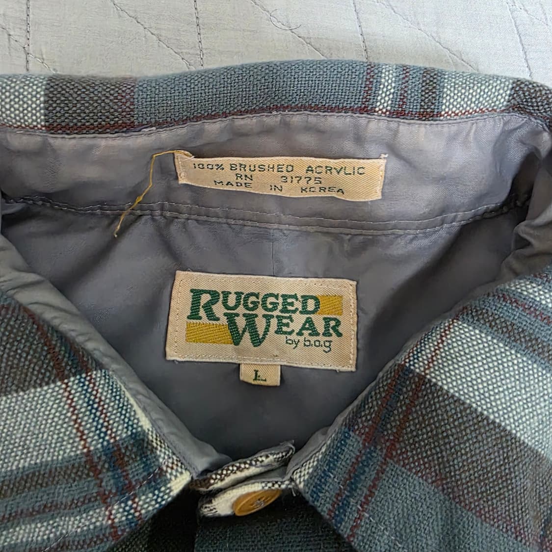 [L] 90s 러기드웨어 플란넬 체크 셔츠 페인팅, 페이드 상품이미지6