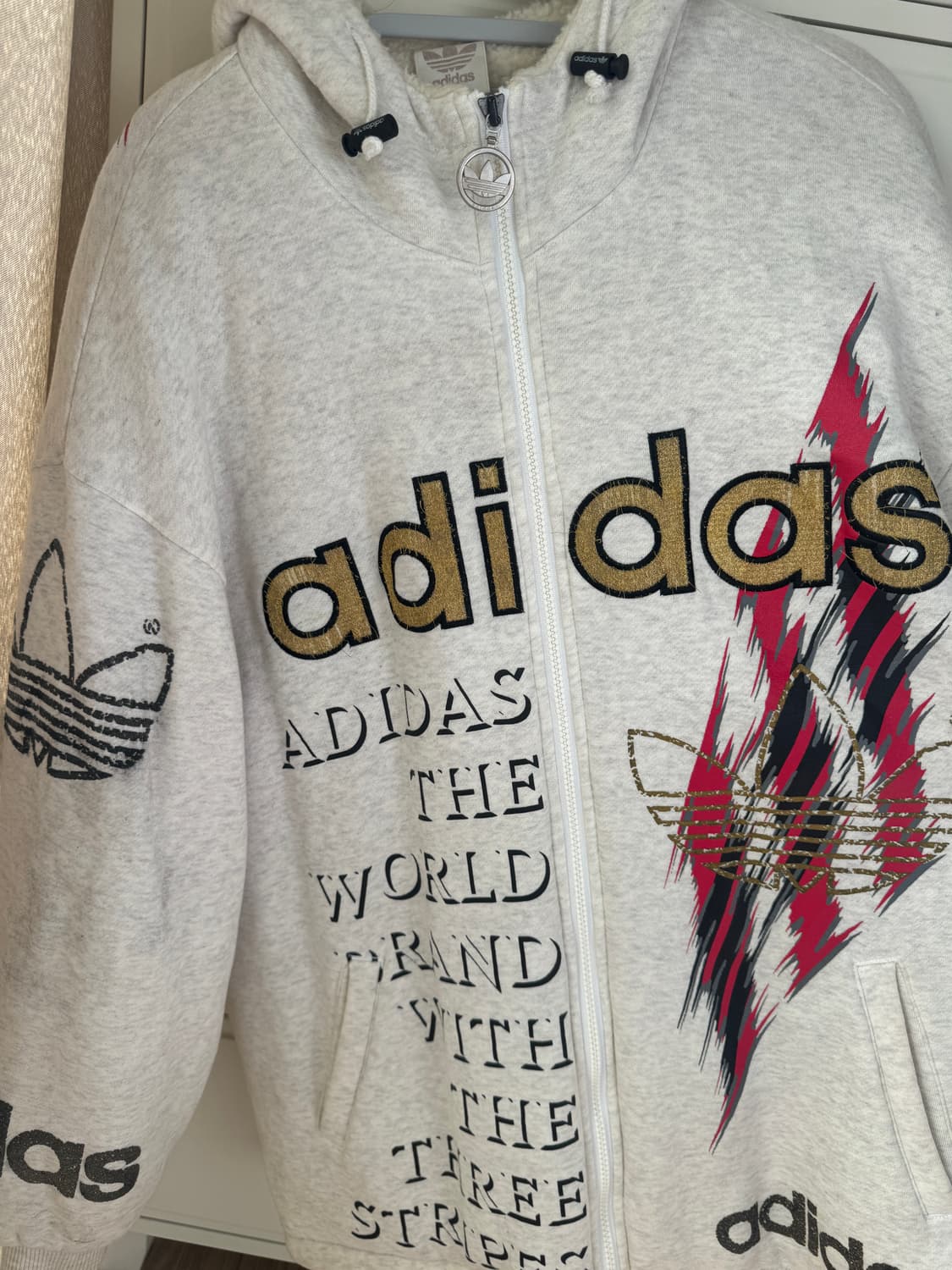올드스쿨 빈티지 90년대 아디다스 x 데상트 플리스 후드집업 상품이미지4