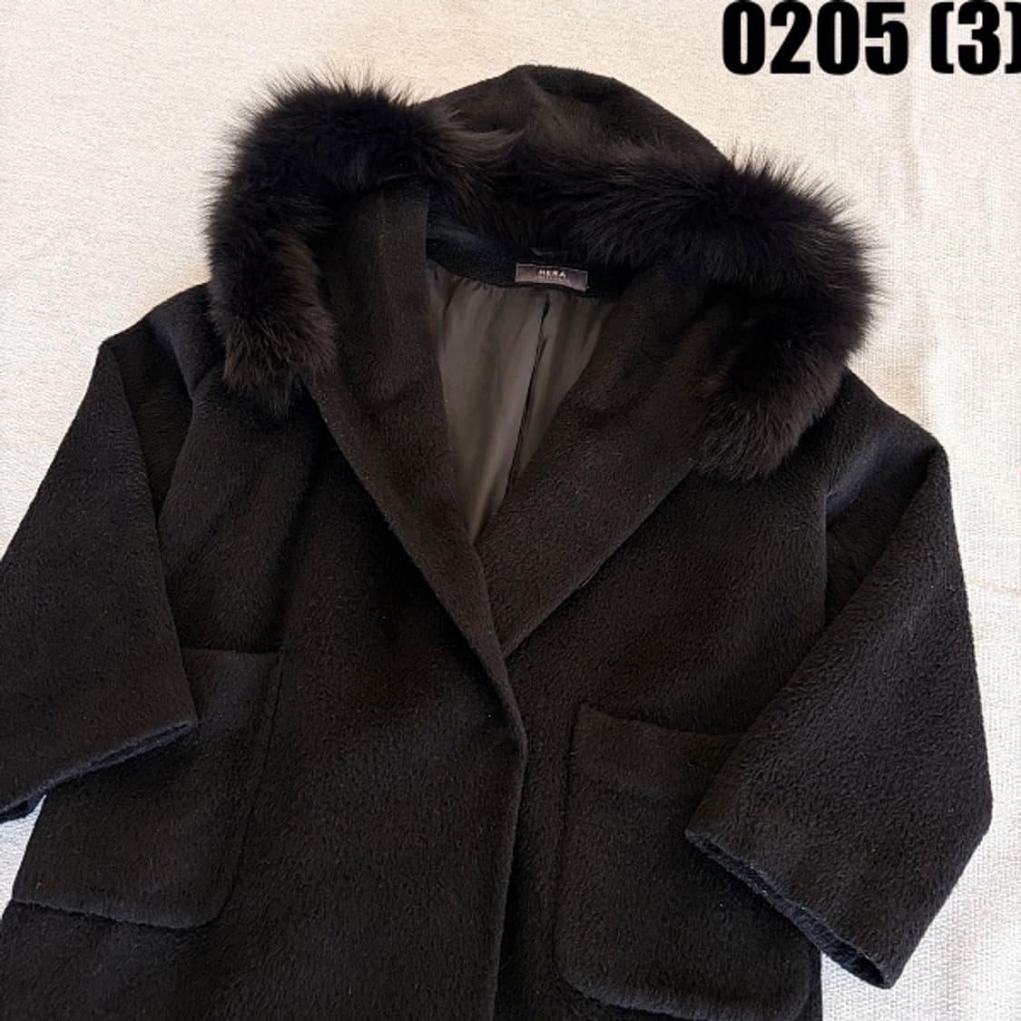 [F] 헤라드레스코드 천연 폭스퍼 후드 블랙 코트 0205(3) 상품이미지2