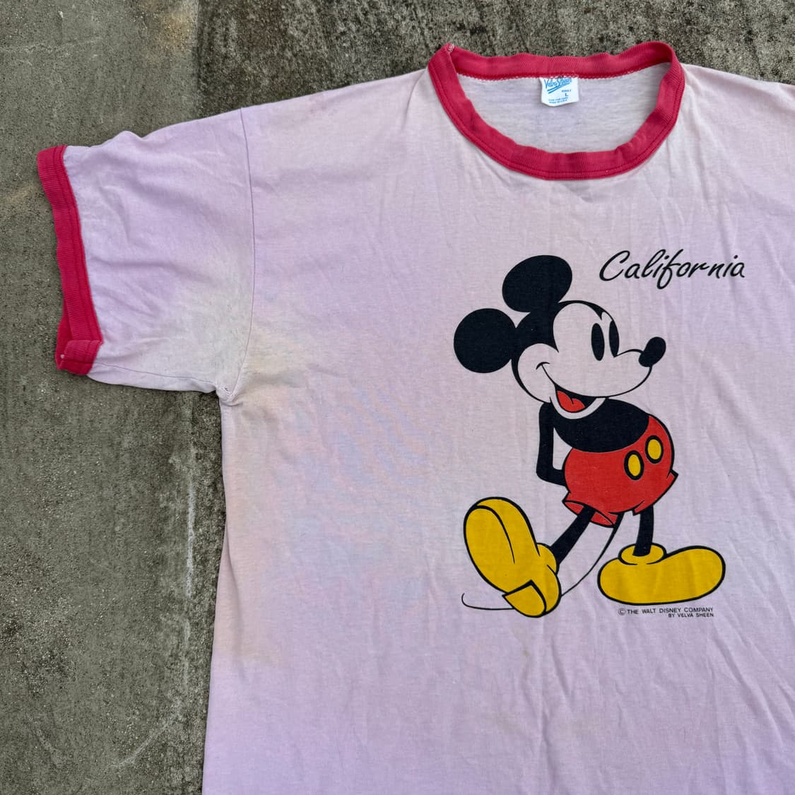 [L~XL] 90s Velva Sheen 미키마우스 링거티 반팔티 상품이미지3