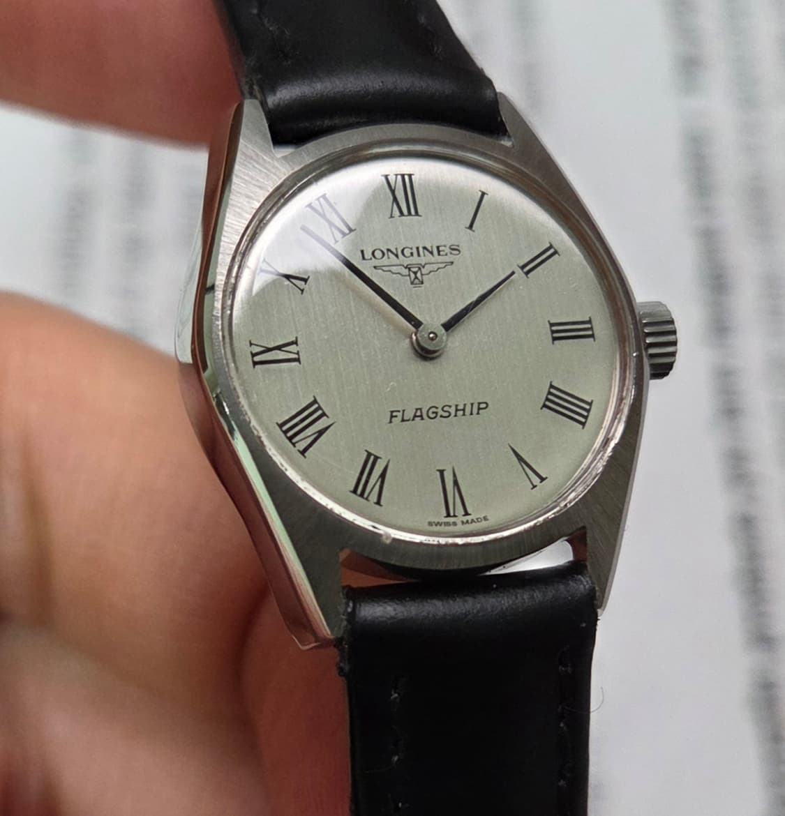 레어] 빈티지 론진 플래그십 실버 로만판 날개로고 수동 메커니컬 여성용 상품이미지4