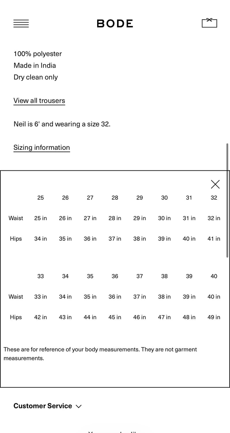 BODE 트라우저팬츠 29size  팝니다 상품이미지6
