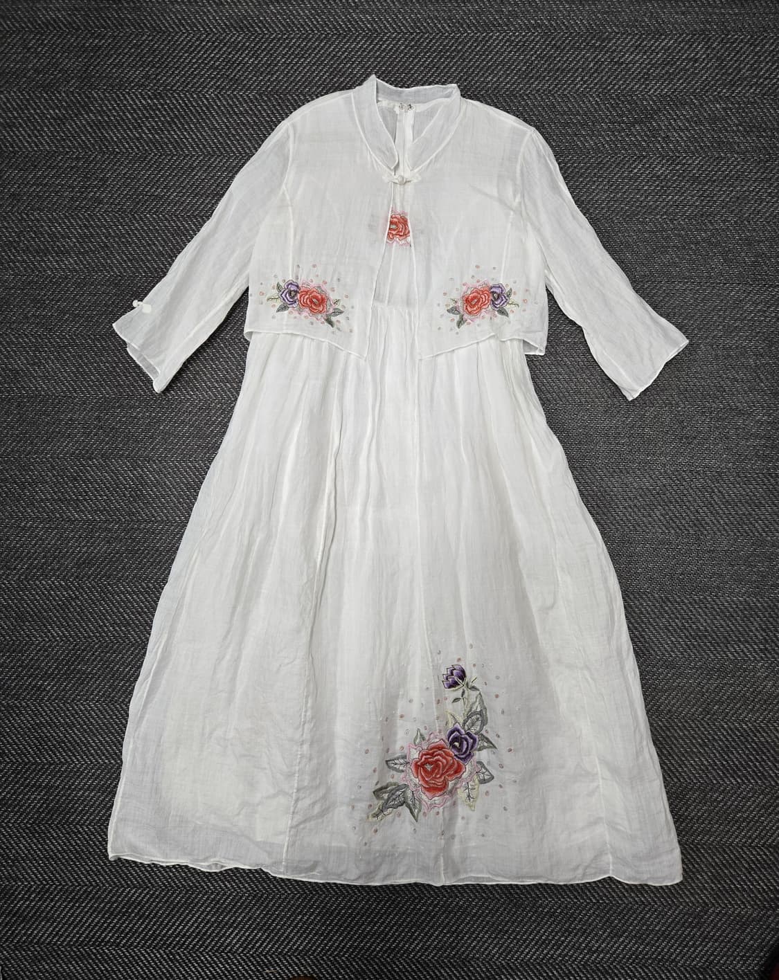 씨실 CISIL 모시 원피스  꽃자수 모시 원피스 세트 상품이미지1