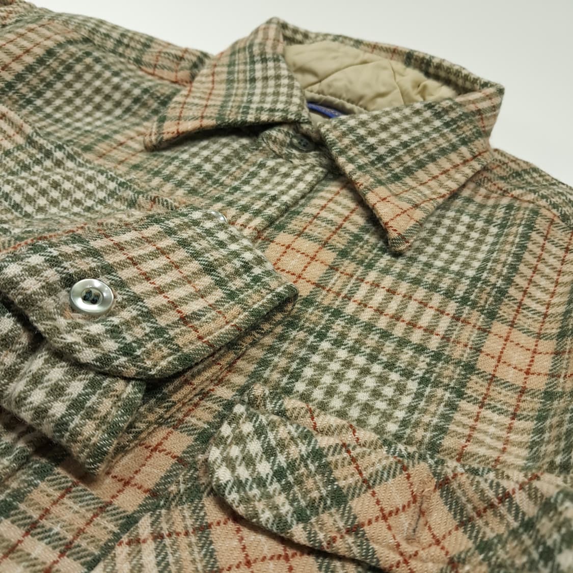 CK035 M 펜들턴 80s 미국판 버진울 클래식 체크 그린 셔츠 남방 상품이미지4