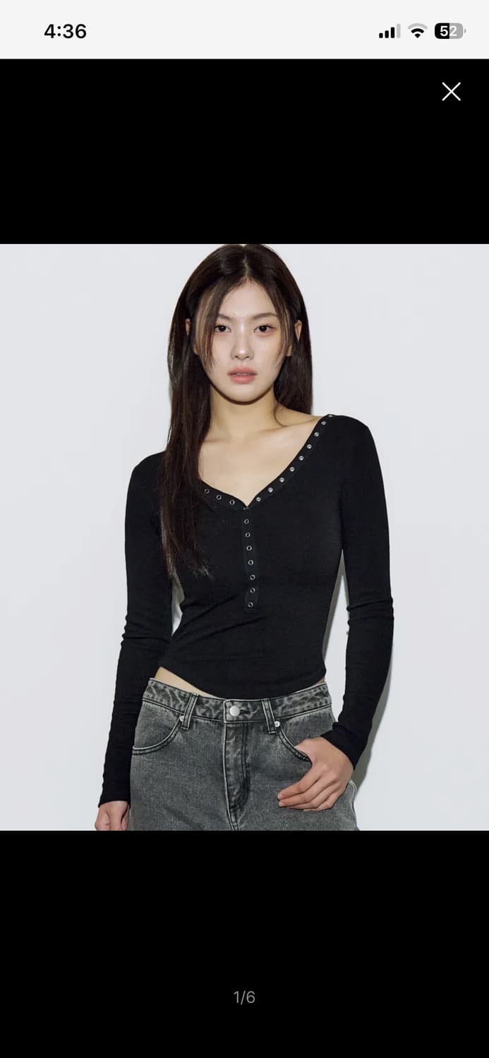 헬레네파리스 스냅 네크라인 롱 슬리브 [블랙] 상품이미지1