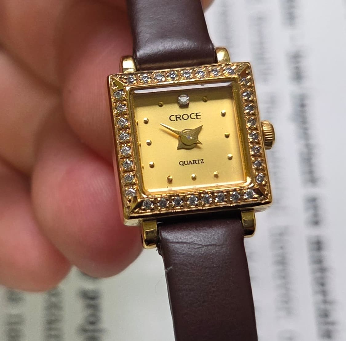 빈티지 크로체(CROCE) 미니탱크 골드다이얼 쿼츠 여성용 
 상품이미지6