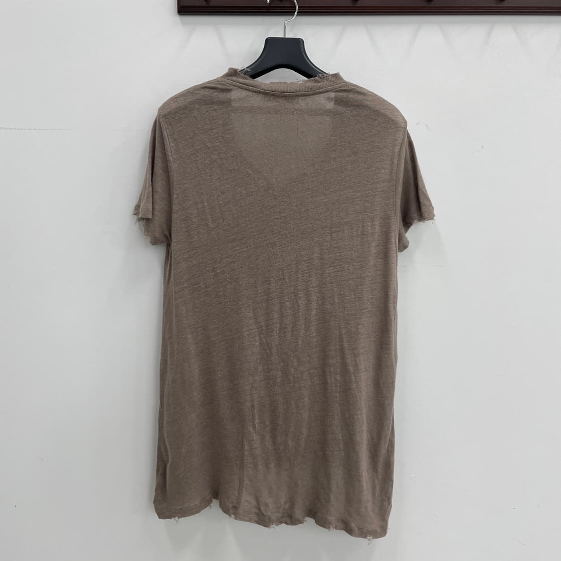 iro 이로 데미지 디테일 브라운 반팔 린넨 티셔츠 상품이미지2