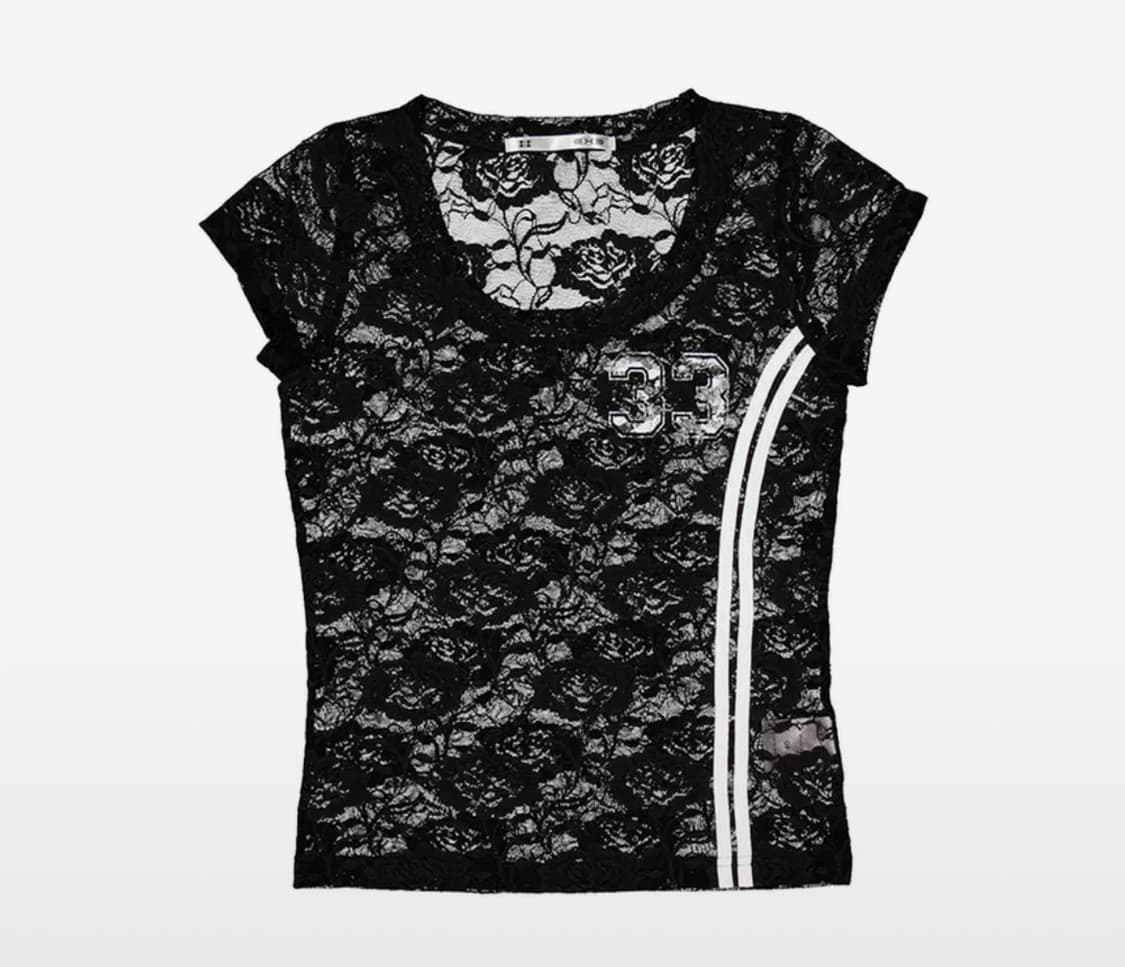 셋업엑스이엑스 33 레이스 탑 블랙 lace top black 상품이미지1