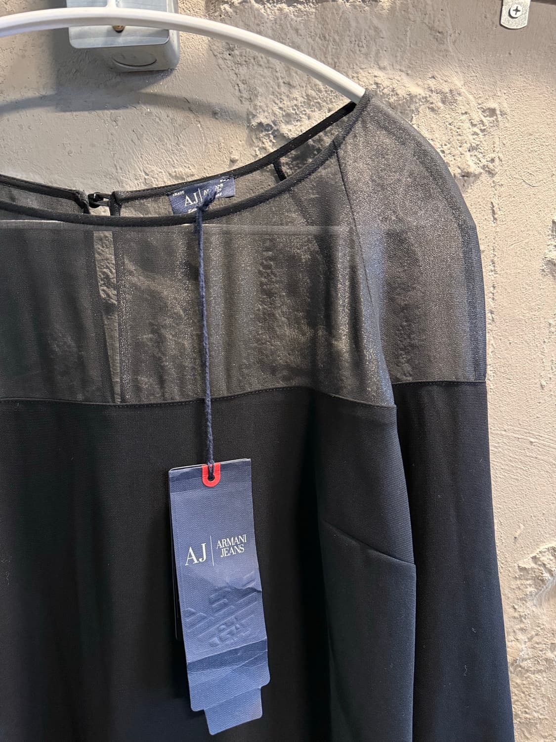 아르마니진 ARMANI 시스루 요크 배색 원피스 블랙 40 상품이미지3