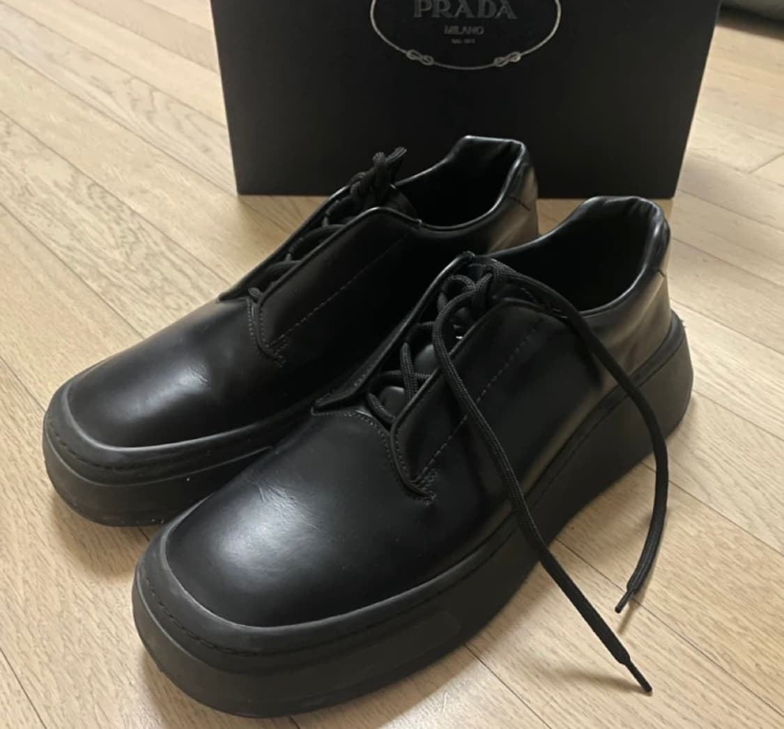 [프라다/더비] 블랙 브러시드 레더 / 9 size 상품이미지1