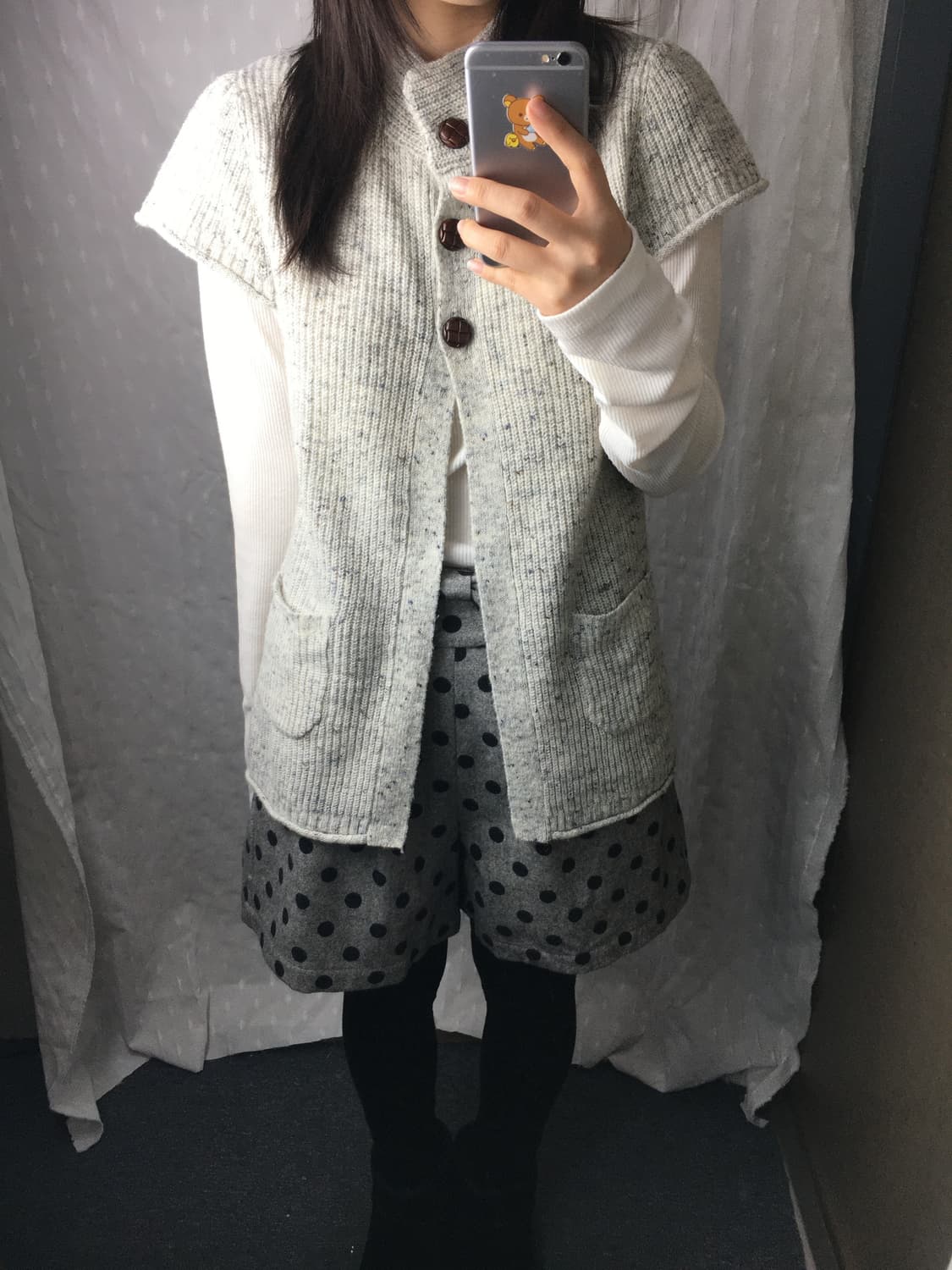 그레이 보카시 반소매 니트 상품이미지2