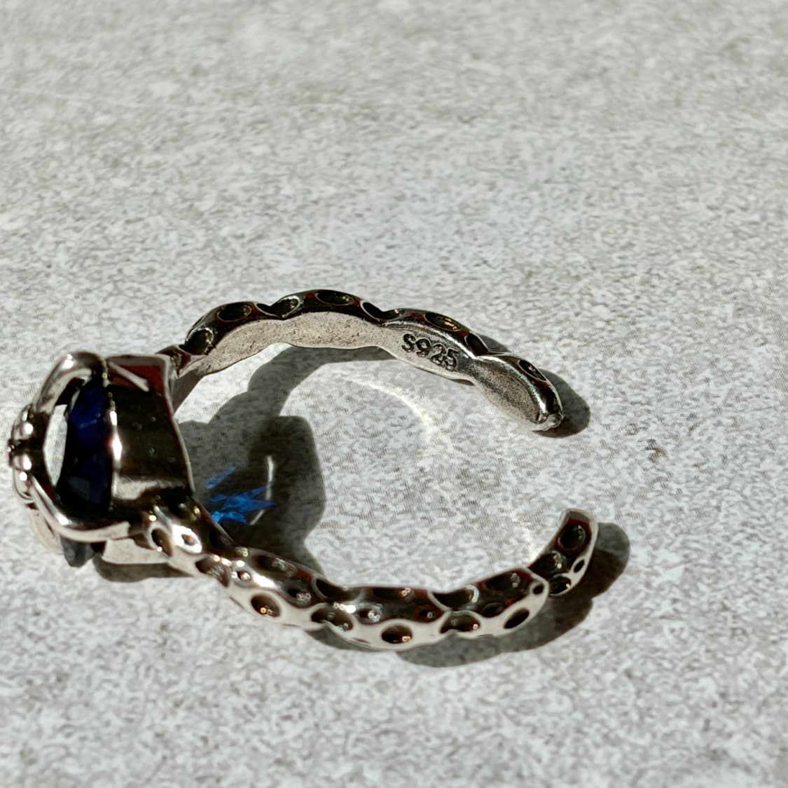 Oribell 크롬 크로스 블루 스톤 925실버 오픈링 슬림 반지 상품이미지7