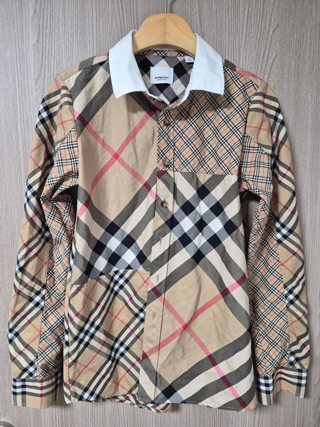 버버리키즈 체크셔츠  패치워크 스타일 12y 여성44~55 상품이미지1