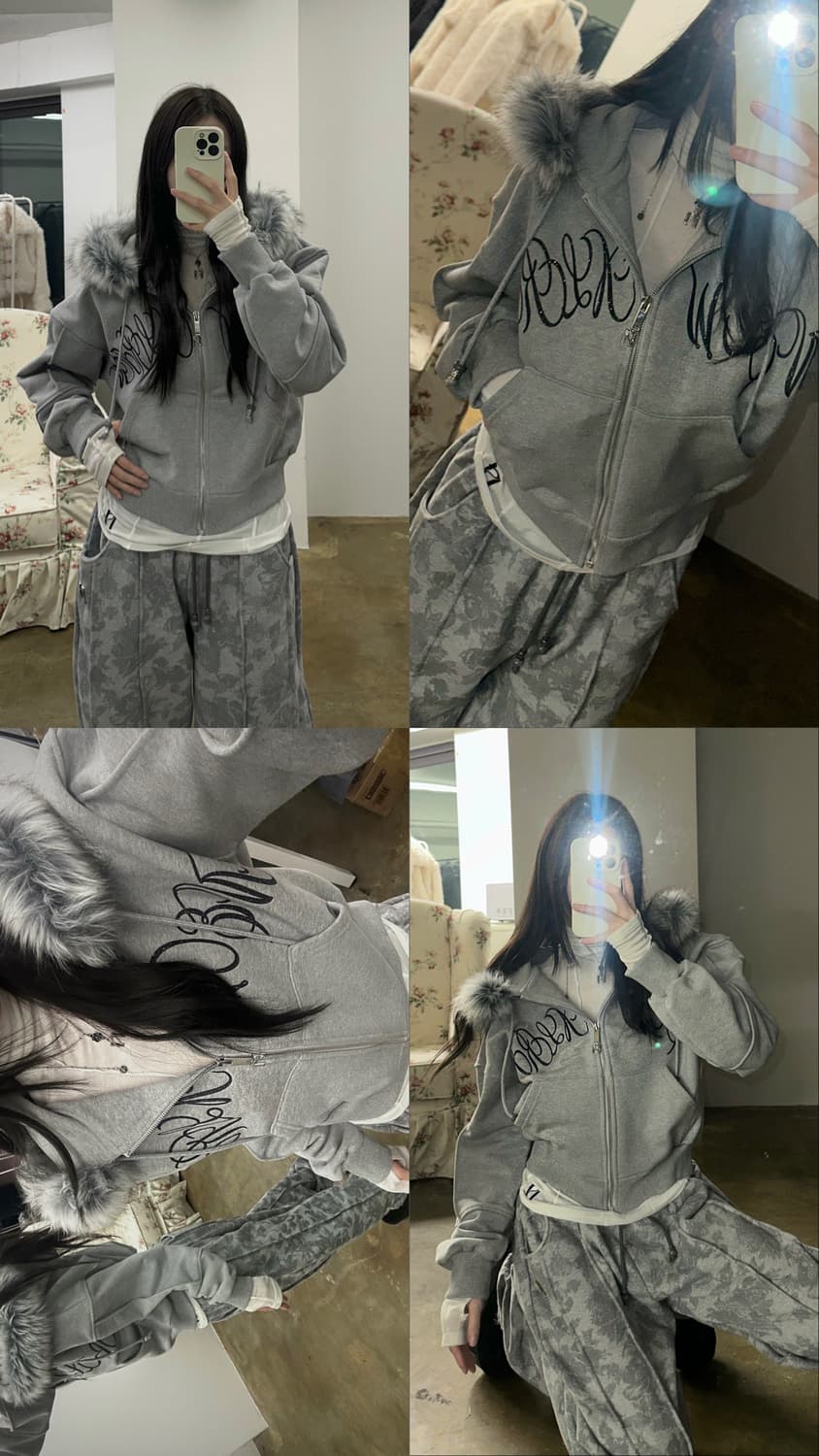 새상품 뉴얼린 플라워 엠블럼 비즈 핀턱 팬츠 상품이미지2