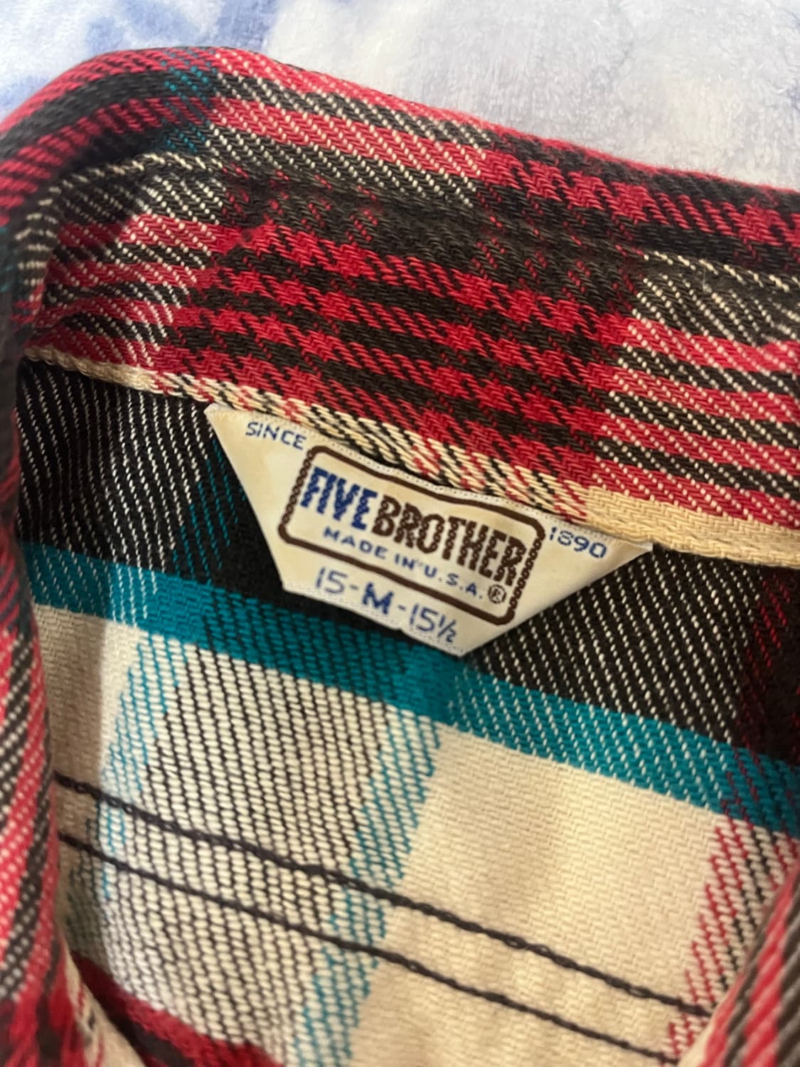 80s 파이브 브라더 플란넬 체크 셔츠 헤비코튼 빈티지 상품이미지2