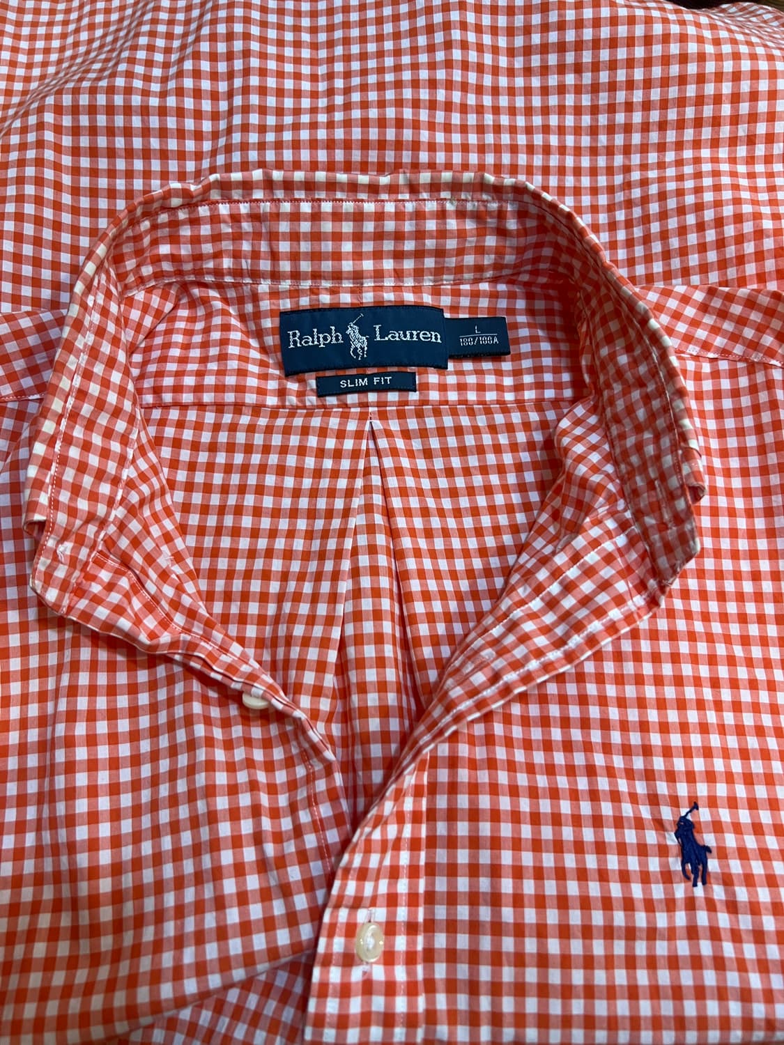 폴로랄프로렌 남성 오렌지 체크 코튼긴팔셔츠 상품이미지3
