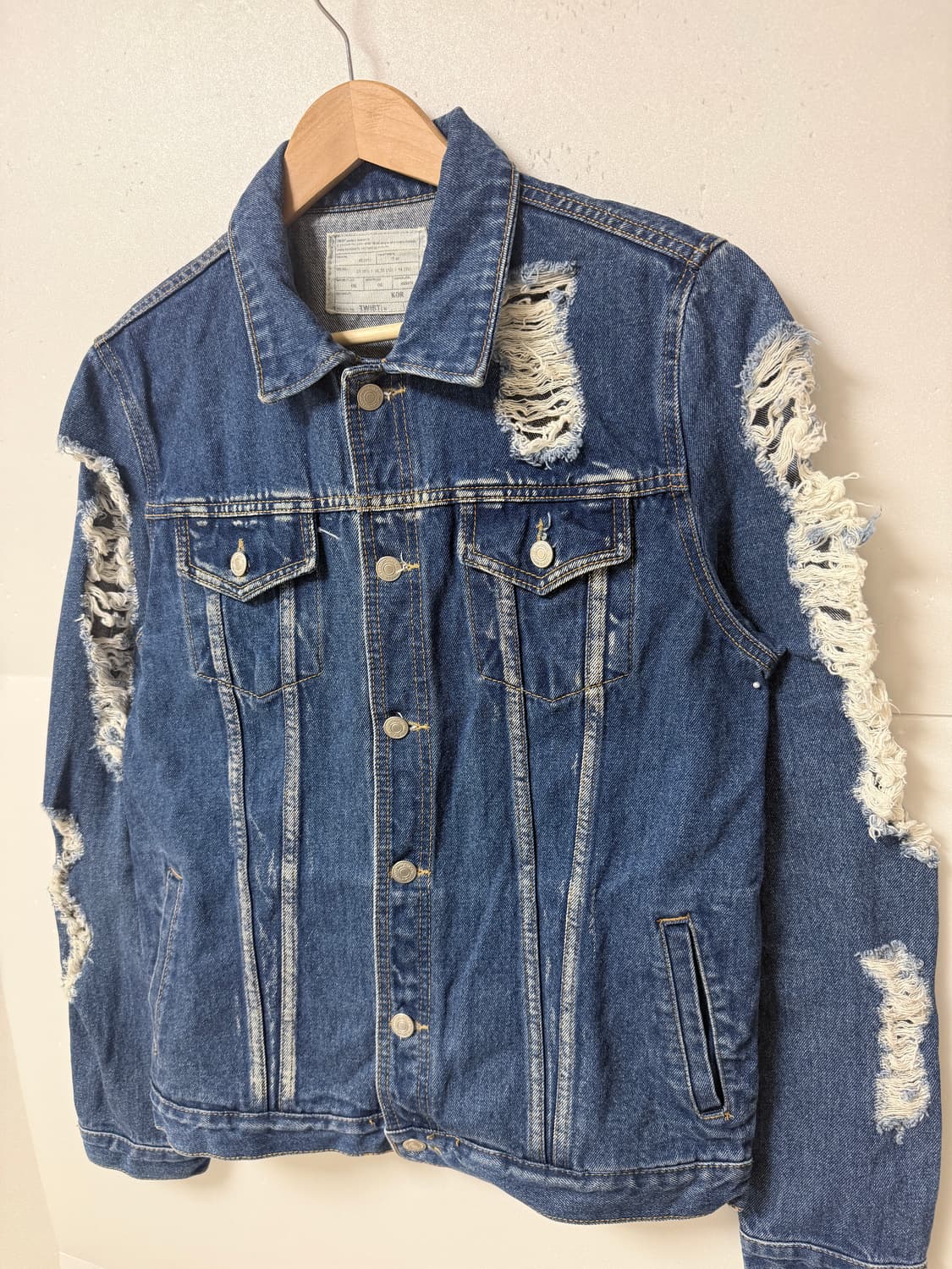 트위스트(TWIST) 데미지 데님 자켓 워싱 청자켓 Free 데일리 상품이미지2