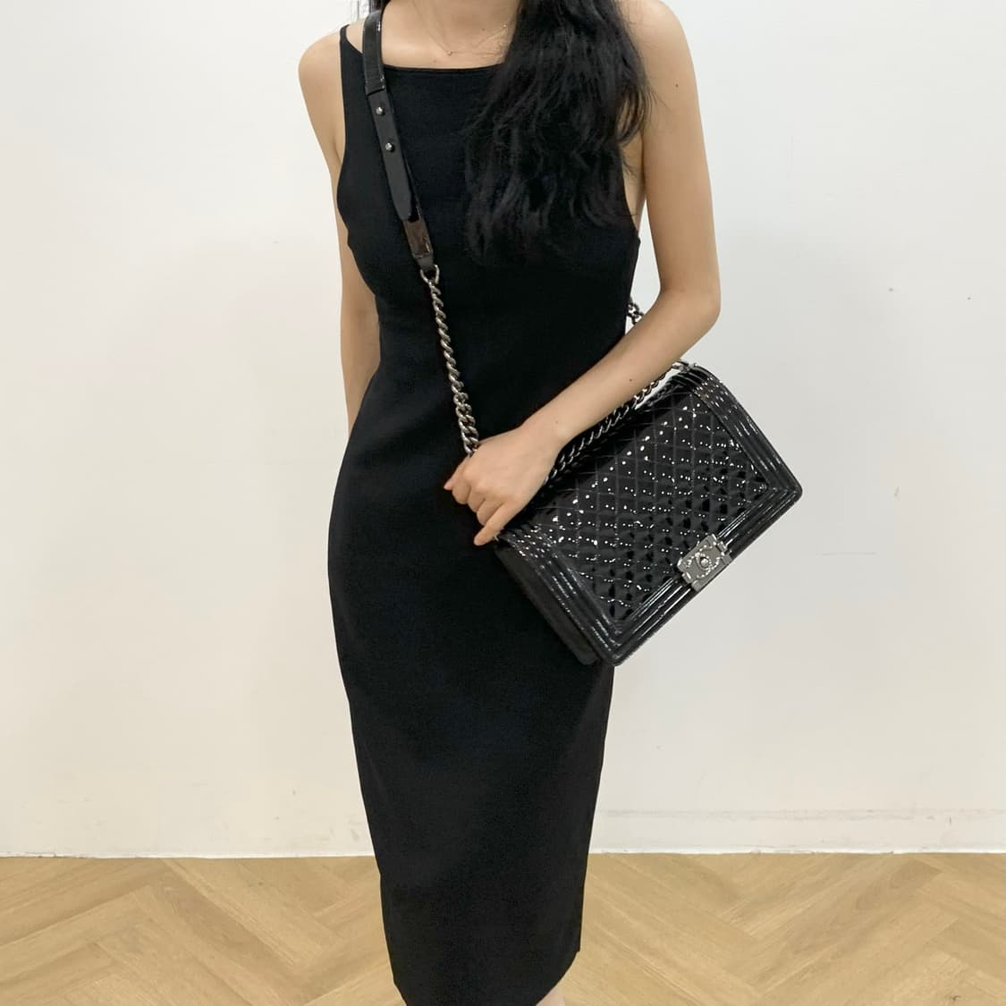 샤넬 블랙 은장 페이던트 보이백 라지 상품이미지2