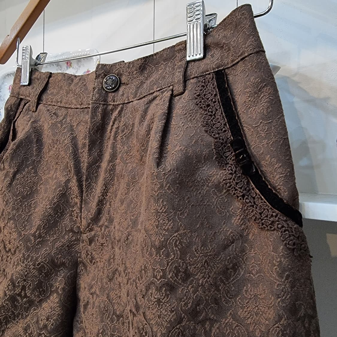 axes femme 브라운 자카드 레이스 하프팬츠 상품이미지2