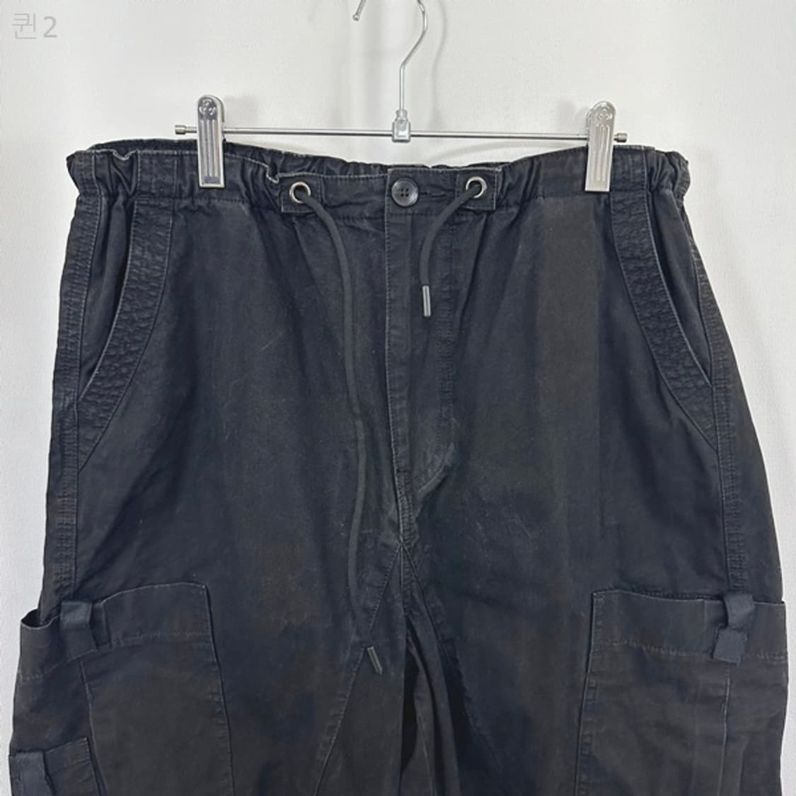 ZIZEMUSEUM 남자 밴딩 와이드 면 바지 검정 M 상품이미지2