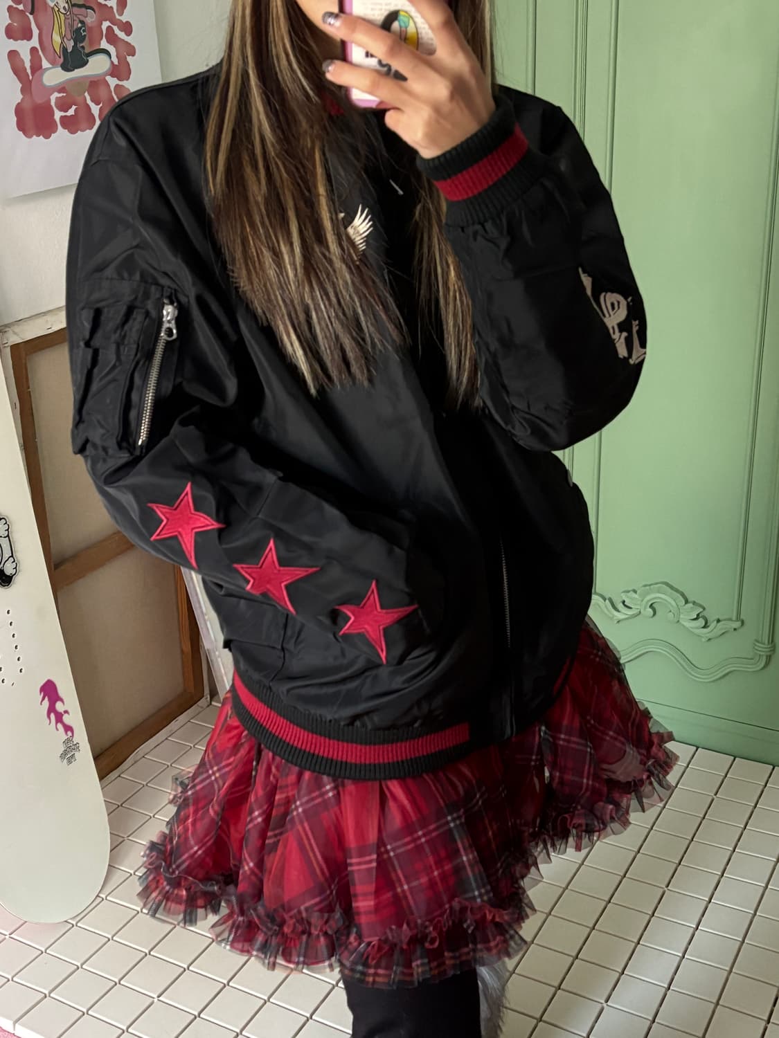 체크 쉬폰치마 상품이미지5